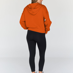 Women Cropped Hoodie Custom Pullover Fleece Sweatshirt Long Sleeve Fitness Casual Streetwear Private Label OEM ODM Apparel - Product Image 4