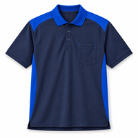 Polo de travail pour hommes bleu marine et bleu roi à manches courtes avec empiècements contrastants et poche poitrine – Uniforme de personnel et vêtements de travail pour équipe