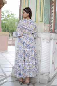 Vestido de algodón indio hecho a mano con estampado Floral, ropa de fiesta larga y elegante para mujer, dulce verano, regalo de novia, tela de cintura Natural - Product Image 3