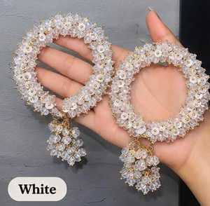 Floral Blue <b>Crystal</b> Bangles Gold Plated Vintage <b>Women's</b> Wedding <b>Bracelets</b> Pakistani Jewelry Flower <b>Bracelets</b> By AA IMPEX - Product Image 5