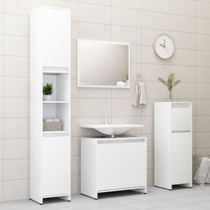 Set di mobili da bagno 3 pezzi in legno ingegnerizzato bianco - Product Image 3