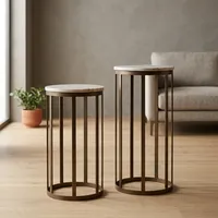 Table basse ronde en bois faite à la main avec pieds en fer, design emboîtable SUNWOODD EXPO, meubles de salon