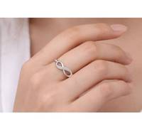 Bague de l'infinité en zircone cubique de luxe, plaquée argent, bijou tendance, bague de l'amour éternel en argent, diamant