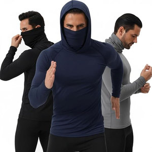 Sudadera con Capucha de Pesca para Hombre con Protección Solar y Máscara Facial UPF 50+, Camisa de Trabajo de Compresión de Manga Larga de Secado Rápido para Construcción - Product Image 1