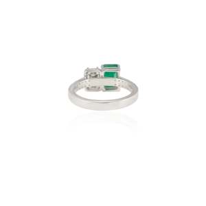 18K Yellow <b>Gold</b> Emerald Diamond Statement <b>Ring</b> for Women Resizable - Product Image 3