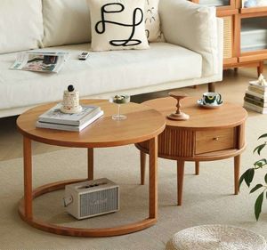 Modern Wooden <b>Coffee</b> <b>Table</b> <b>Set</b> Round <b>Nesting</b> <b>Coffee</b> <b>Table</b> with Storage Drawer Living Room Furniture Indonesia Supplier - Product Image 1