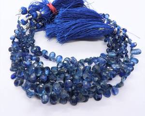 Perles de kyanite bleue naturelle facettées en forme de poire, 4x6-6x8 mm, perles de pierres précieuses kyanite, 7 pouces, perles de kyanite bleue pour la création de bijoux - Product Image 1