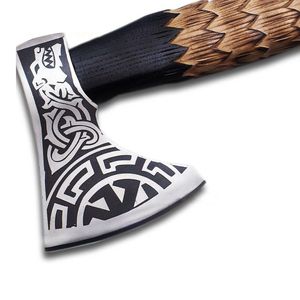 Tomahawk Vikingo Hecho a Mano con Acero de Alto Carbono, Mango de Acero de Grado Industrial, 1.5 kg, Funda de Cuero, 400 mm, para Camping, Uso Diario y Actividades al Aire Libre - Product Image 2