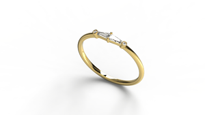 Anillo de Compromiso de Lujo en Oro de 18K con Diamantes Naturales en Forma de Baguette, Ligero, Alargado, con Bisel de Diamantes, Anillos Apilables, Regalo para Mujer - Product Image 2