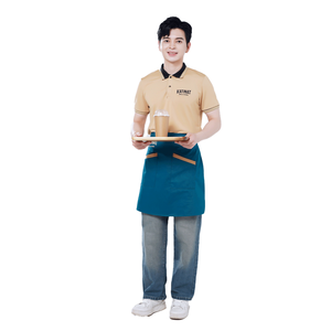 Ensemble uniforme professionnel pour café, restaurant, <span class=keywords><strong>boulangerie</strong></span>, polo en polyester tissé, tablier, vêtements de travail personnalisables pour le personnel - Product Image 2