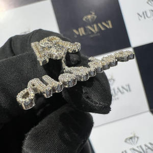 Pendentifs et breloques en Moissanite VVS, testés au testeur de diamants, pendentif prénom personnalisé en argent 925, style Hip Hop, lettres serties de diamants VVS - Product Image 5