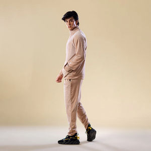 Veste à capuche zippée en polaire beige pour homme, manches et col classiques, coupe régulière, vêtement d'hiver décontracté, 100% coton respirant - Product Image 6