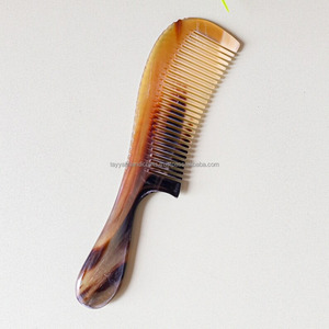 Peigne en corne de bœuf de buffle peigne de poche fait à la main antistatique moyen âge agate classique compacte écologique d'Inde - Product Image 2