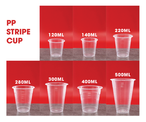 Gobelets en plastique PP transparents à paroi unique jetables pour café, thé à bulles, milk-shake, smoothie, boisson froide-Design à rayures - Product Image 2