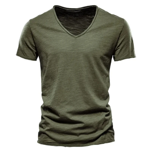 Camiseta Deportiva Transpirable 100% Algodón para Hombre, Cuello en V, Manga Corta, Talla Grande, para Gimnasio, Fitness y Entrenamiento - Product Image 3