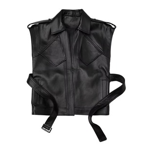 Chaleco de Cuero para Mujer, Diseño Personalizado, Venta al Por Mayor, Color Sólido, Todas las Tallas, Chaleco de Cuero Genuino para Motocicleta - Product Image 3