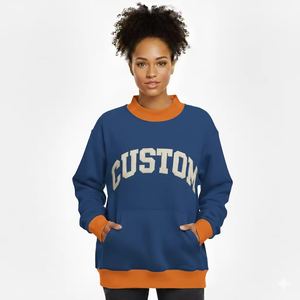 Sudadera de cuello alto de punto de manga larga para mujer, estilo oversize, de tejido polar grueso para invierno, tacto suave y acogedor, estilo urbano, comodidad relajada - Product Image 6