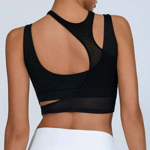 Women's Lightweight Running Bra Soft Padded Quick Dry Stretchy Mesh Insert Fitness Top Breathable Print Solid Sports Wear XS - Product Image 4