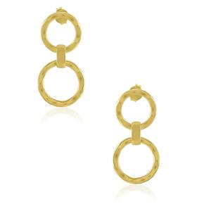 Boucles d'oreilles pendantes en alliage plaqué or de qualité supérieure pour femmes, longues, élégantes, pour mariage, festival et soirée, disponibles à la vente - Product Image 1