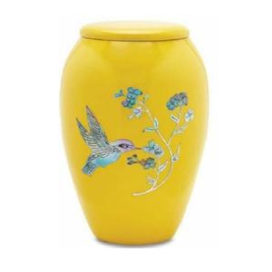 Urna Funeraria Europea Moderna de Alta Calidad, Nuevo Estilo, Acabado Esmaltado Multicolor, Diseño de Colibrí, Recuerdo para Servicios Funerarios de Adultos - Product Image 1