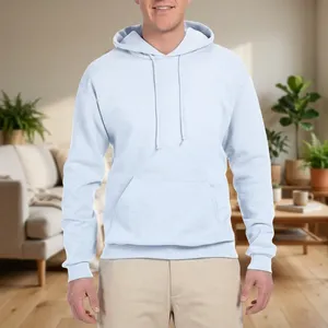 Sudadera con Capucha Blanca para Hombre, con Bolsillo Tipo Canguro, de Felpa, Corte Regular, Informal, para Uso Diario y Streetwear - Product Image 6