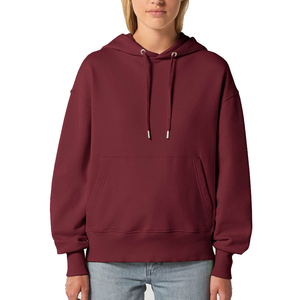 Sweat-shirt à capuche unisexe surdimensionné 2026 en polaire couleur unie respirant, coupe décontractée, longueur standard, hiver, logo frontal – Vente en gros - Product Image 1