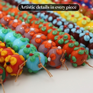 EXCEL EXPORTS Cuentas Sueltas de Vidrio Artístico Multicolor de 16 mm, Hilo de 8 Pulgadas, Forma Rondelle |   Artesanías Hechas a Mano - Product Image 2