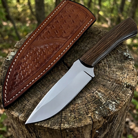 Couteau de chasse artisanal avec manche en bois et étui en cuir – Couteau de camping d'extérieur à lame fixe de qualité supérieure