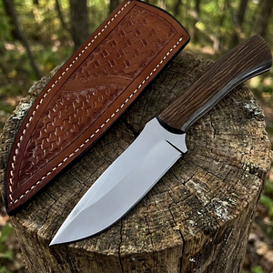 Couteau de chasse artisanal avec manche en bois et étui en cuir – Couteau de camping d'extérieur à lame fixe de qualité supérieure - Product Image 5