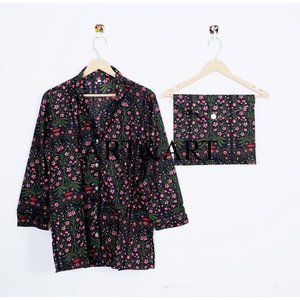 ชุดนอนผ้าฝ้ายพิมพ์ลายบล็อกอินเดียลายดอกไม้สไตล์วินเทจสุดหรู ระบายอากาศได้ดี เหมาะสำหรับใส่พักผ่อนช่วงฤดูร้อน สำหรับเพื่อนเจ้าสาว - Product Image 4