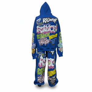 Conjunto Deportivo Vintage de Dos Piezas para Hombre de Alta Calidad, Sudadera con Capucha y Pantalones Deportivos de Algodón Grueso de 500 g/m² con Estampado Personalizado - Product Image 2