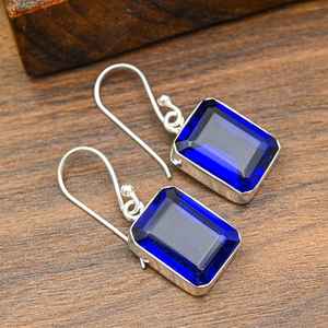 Pendientes de Zafiro Azul, Plata de Ley 925, Hechos a Mano, Atractivos, Joyería de Zafiro Natural, Regalo de Compromiso - Product Image 2