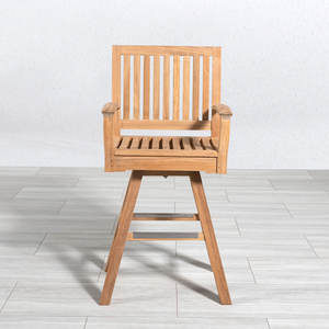 Chaise de bar d'extérieur en teck massif avec accoudoirs, style moderne et minimaliste, fournisseur de mobilier de bar pour jardins et complexes hôteliers - Product Image 1