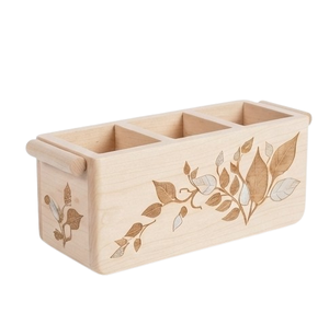 Natural Wood Color Multi-Purpose Organizer Modern <b>Caddy</b> Birchwood Handcrafted <b>Wooden</b> Standing Type for Kitchen - Product Image 4