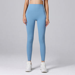 กางเกงโยคะขายดีสำหรับผู้หญิง ผ้าไนลอน ระบายอากาศได้ดี น้ำหนักเบา เอวสูง ยกกระชับสะโพก กางเกงเลกกิ้งออกกำลังกายแบบรัดรูป พร้อมโลโก้ - Product Image 6