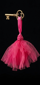 Porte-clés en tulle rose avec pompon, décoration suspendue, style bohème, décoration intérieure, accessoire pour le salon - Product Image 2