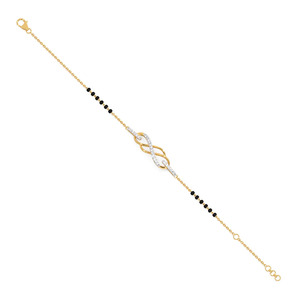 <b>Infinity</b> Twist Diamond <b>Bracelet</b> with Yellow Gold Chain and Black Stone Side Accent Design - Product Image 4