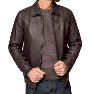 Fully Customized Genuine Cowhide Men <b>Leather</b> Jackets <b>High</b> Street Style Winter <b>Leather</b> Bomber Jackets Stand Collar Men Jackets - Product Image 1