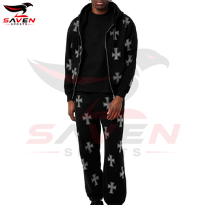 Sweat à capuche zippé personnalisé pour homme, noir, avec motif en strass, en coton épais, coupe ample, style streetwear, effet diamant scintillant, en molleton - Product Image 3