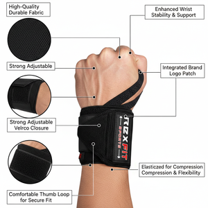 สายรัดข้อมือ Rexfit Sport Premium สำหรับยกน้ำหนัก รองรับข้อมืออย่างดีเยี่ยมสำหรับพาวเวอร์ลิฟติ้ง เบนช์เพรส และการฝึกความแข็งแรง - Product Image 5