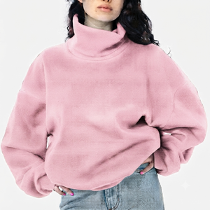 Oversized Women Mockneck Sweatshirt | Premium Fleece Autumn/Winter Pullover | Front Custom Design Support | OEM Private Label - Product Image 1