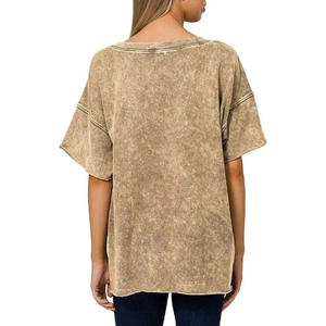 Camiseta Casual Elegante para Mujer, Manga Corta, Cuello Redondo, Mezcla de Algodón, Suave, Transpirable, Cómoda, Moda de Verano y Uso Diario - Product Image 2