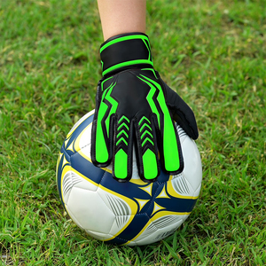 OEM Service Leather Lightweight Durable Breathable <b>Hook</b> Loop Closure Football Goalkeeper Gloves Sports Training - Product Image 5