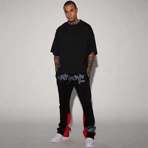 Meilleures ventes Pantalons évasés noirs pour hommes Pantalons de survêtement décontractés avec poches avant et arrière Pantalons pour hommes - Product Image 1