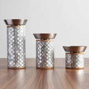 Elegante Quemador de Incienso de Lujo con Incrustaciones de Madreperla, Madera y Metal, Porta Incienso Oud en Forma de Cilindro para Decoración de Ramadán - Product Image 1