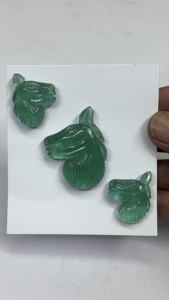 Juego de 3 Piezas de Tallado de Cabeza de Caballo con Piedras Preciosas Cultivadas en Laboratorio de Primera Calidad |   Colección de Figuras de Animales con Efectos Ópticos de Luz Verde - Product Image 4