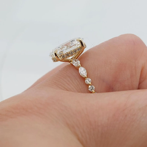 Premium Women's 18K 14K 10K Solid Gold Oval Cut lab grown Diamond Engagement <b>Ring</b> With Side Diamonds Classic Style GIA Certified - Product Image 6
