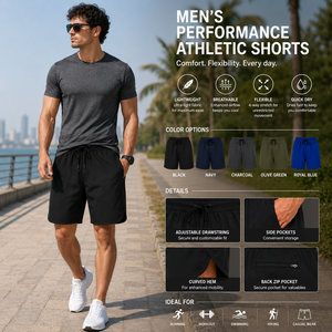 Pantalones Cortos Deportivos Transpirables para Hombre, Ligeros, de Secado Rápido, con Cintura Elástica, Casuales, de Cintura Media, con Diseño Liso - Product Image 6