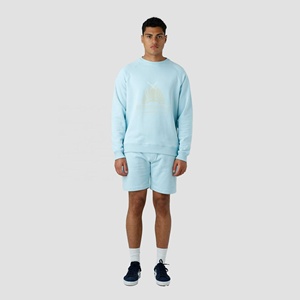 Summer Crewneck <b>Shirt</b> and Shorts Set for <b>Men</b> Cotton Workout Male Sweat short set Pocket sweatshirt & Short Set OEM ODM Service - Product Image 1