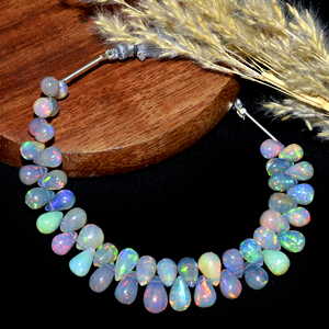 Premium Natural Ethiopian <b>Opal</b> Smooth Drops Shape Gemstone Beads 3x4-7x10 MM 6 Inch Strand Handmade Third Party Certified - Product Image 2